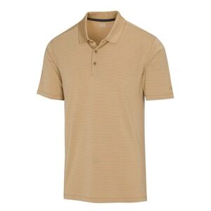 NEW Three Sixty Six Performance Golf Polo Shirt Men;s 3XL Khaki Tan Striped Work